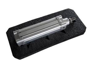 Verpackung eines Normzylinders aus PE-Schaum