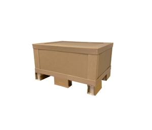 Wabenbox aus Wabenpappe mit Palettenkufen aus Pappe